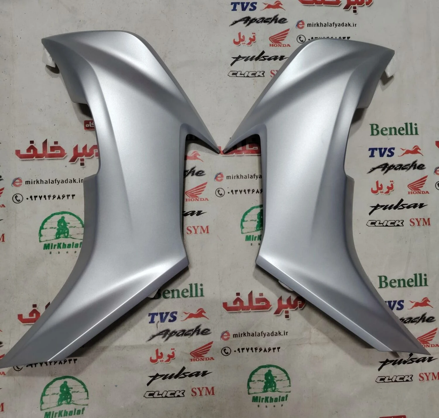 قاب (کاور فلاپ) بغل بلوری چراغ جلو موتور یاماها طرح ایروکس جدید نیوفیس nvx نقره ای مات (سمت چپ)