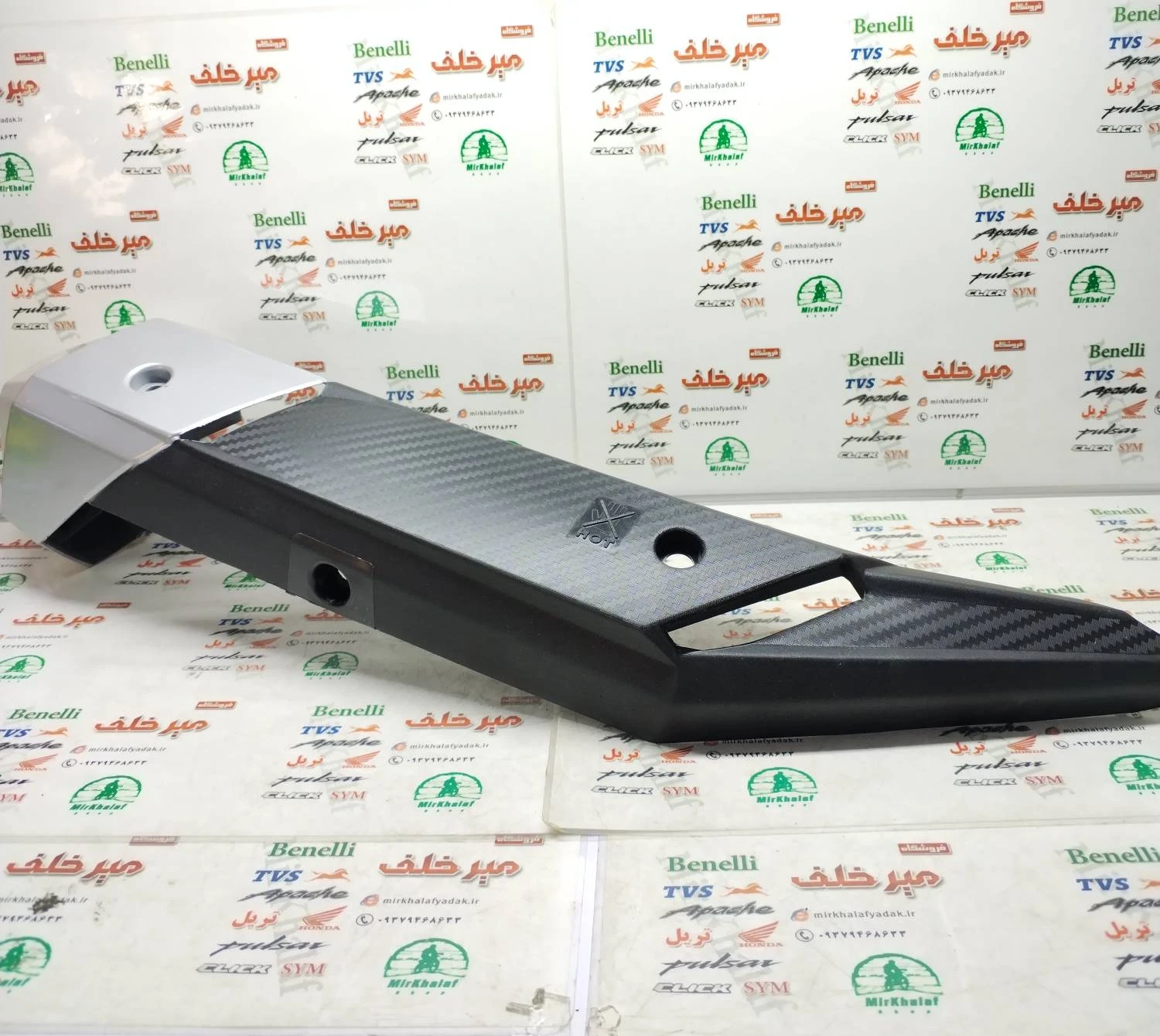 قاب (کاور فلاپ محافظ استیل) روی اگزوز موتور sym لاکی (لوکی) lucky 185 vf3