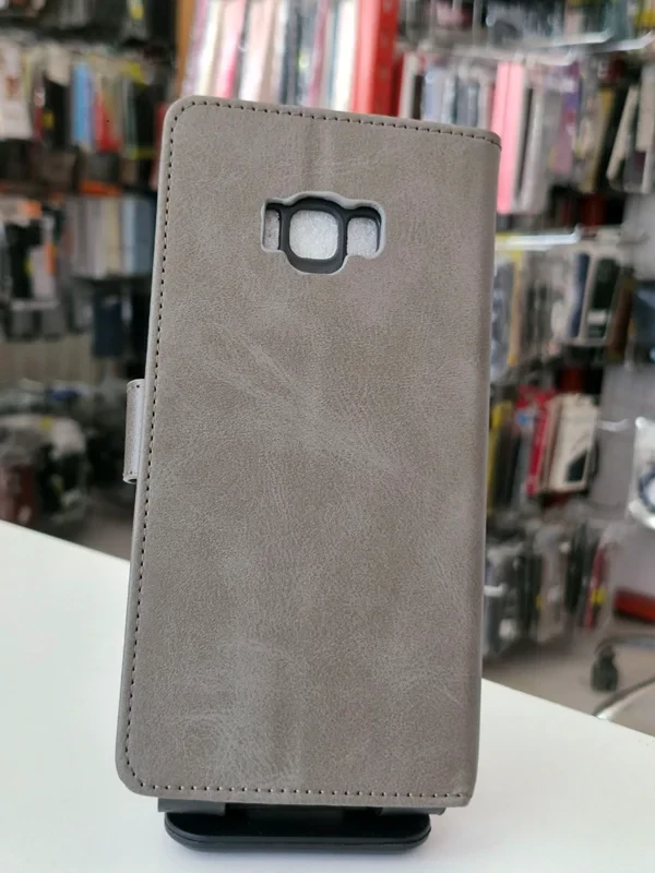 قاب کیفی مگنتی جاکارتی دار طوسی Samsung galaxy s8