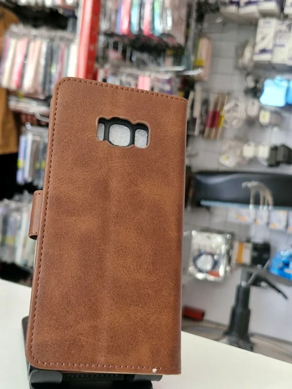 قاب کیفی مگنتی جاکارتی دار قهوه ای Samsung galaxy s8