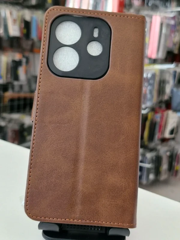 قاب کیفی مگنتی جاکارتی دار قهوه ای xiaomi note 14 4G