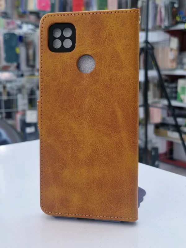 قاب کیفی مگنتی جاکارتی دار قهوه ای xiaomi redmi 9c