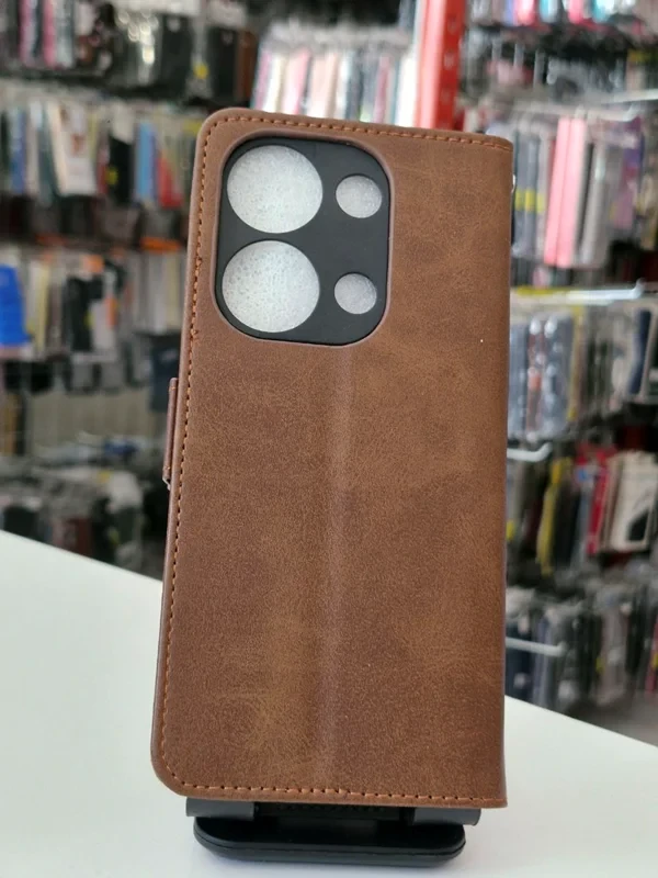 قاب کیفی مگنتی جاکارتی دار قهوه ای xiaomi redmi note 13pro 4G
