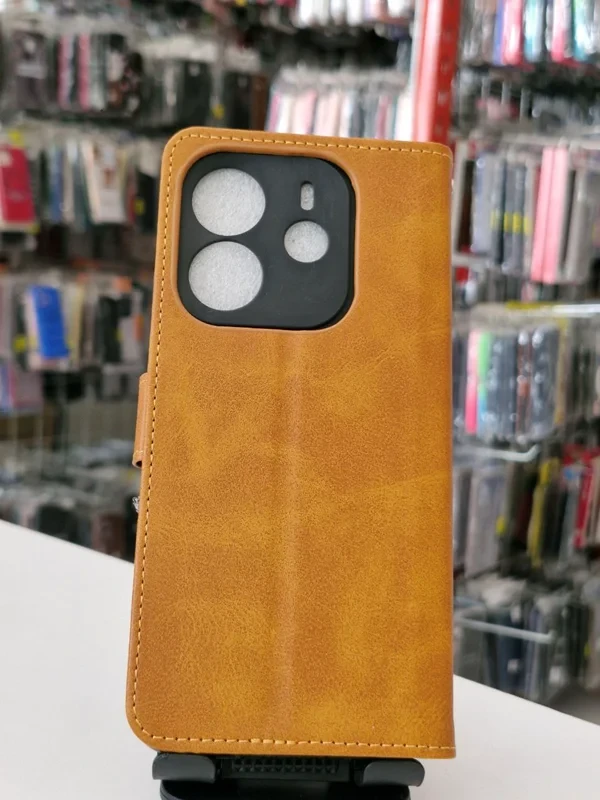 قاب کیفی مگنتی جاکارتی دار قهوه ای xiaomi redmi note 14 4G