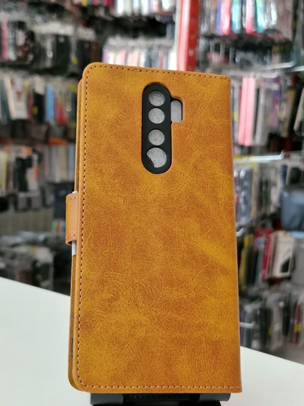 قاب کیفی مگنتی جاکارتی دار قهوه ای xiaomi redmi note 8pro