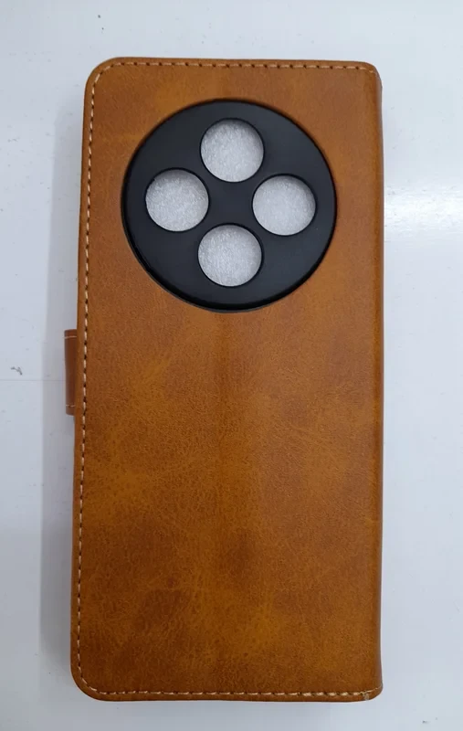 قاب کیفی مگنتی جاکارتی دار قهوه ای چرم/c75/xiaomi redmi 14c