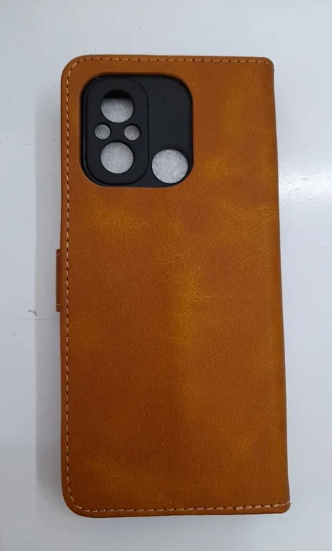 قاب کیفی مگنتی جاکارتی دار قهوه ای چرم xiaomi redmi 12c
