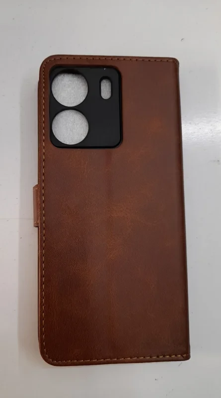 قاب کیفی مگنتی جاکارتی دار قهوه ای چرم xiaomi redmi 13c