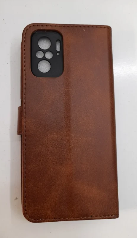 قاب کیفی مگنتی جاکارتی دار قهوه ای چرم xiaomi redmi note 10 4G