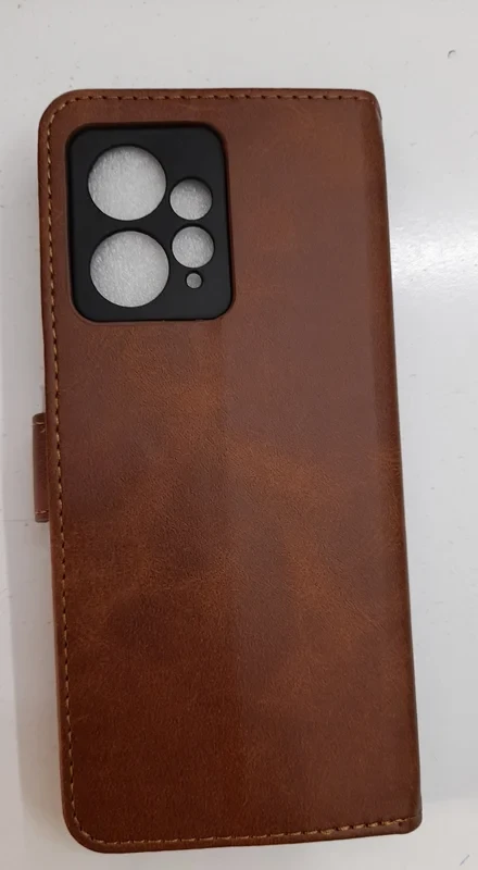 قاب کیفی مگنتی جاکارتی دار قهوه ای چرم xiaomi redmi note 12 4G