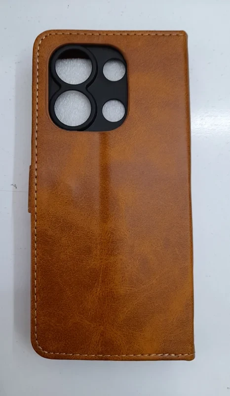 قاب کیفی مگنتی جاکارتی دار قهوه ای چرم xiaomi redmi note 13 4G