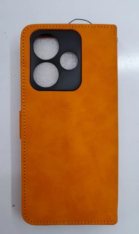 قاب کیفی مگنتی جاکارتی دار نارنجی چرم xiaomi redmi 13