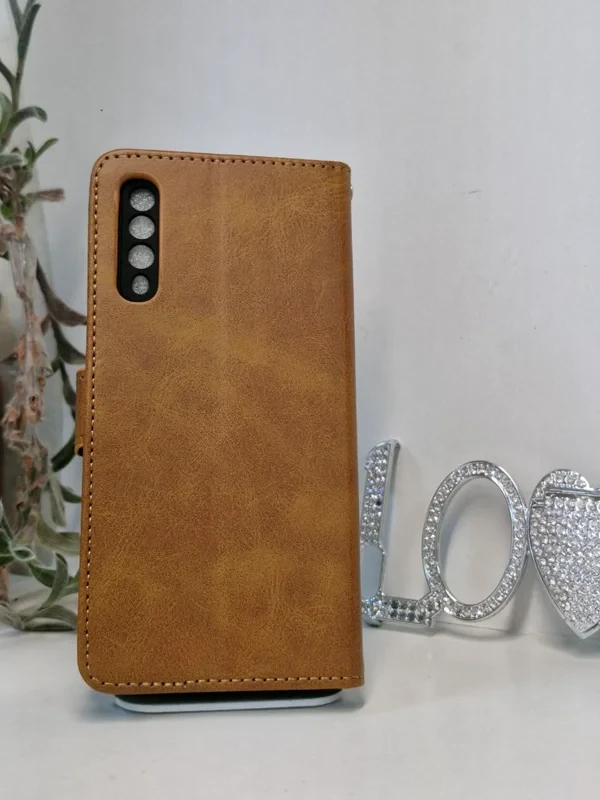قاب کیفی مگنتی محافظ لنزدار قهوه ای سامسونگ مدل /A50S/A30S/A50 چرمی