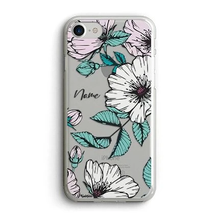 قاب گوشی White & Pink Flower With Name