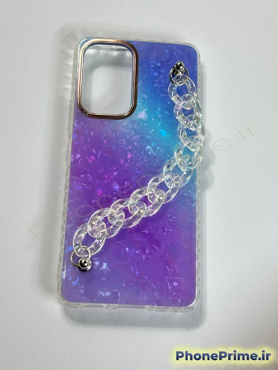 قاب گوشی سامسونگ A53 طرح رزین بنفش آبی ، مدل زنجیر شفاف (Chain Handle) (نقد و اقساط)