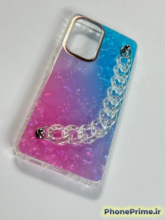 قاب گوشی سامسونگ A53 طرح رزین صورتی آبی ، مدل زنجیر شفاف (Chain Handle) (نقد و اقساط)