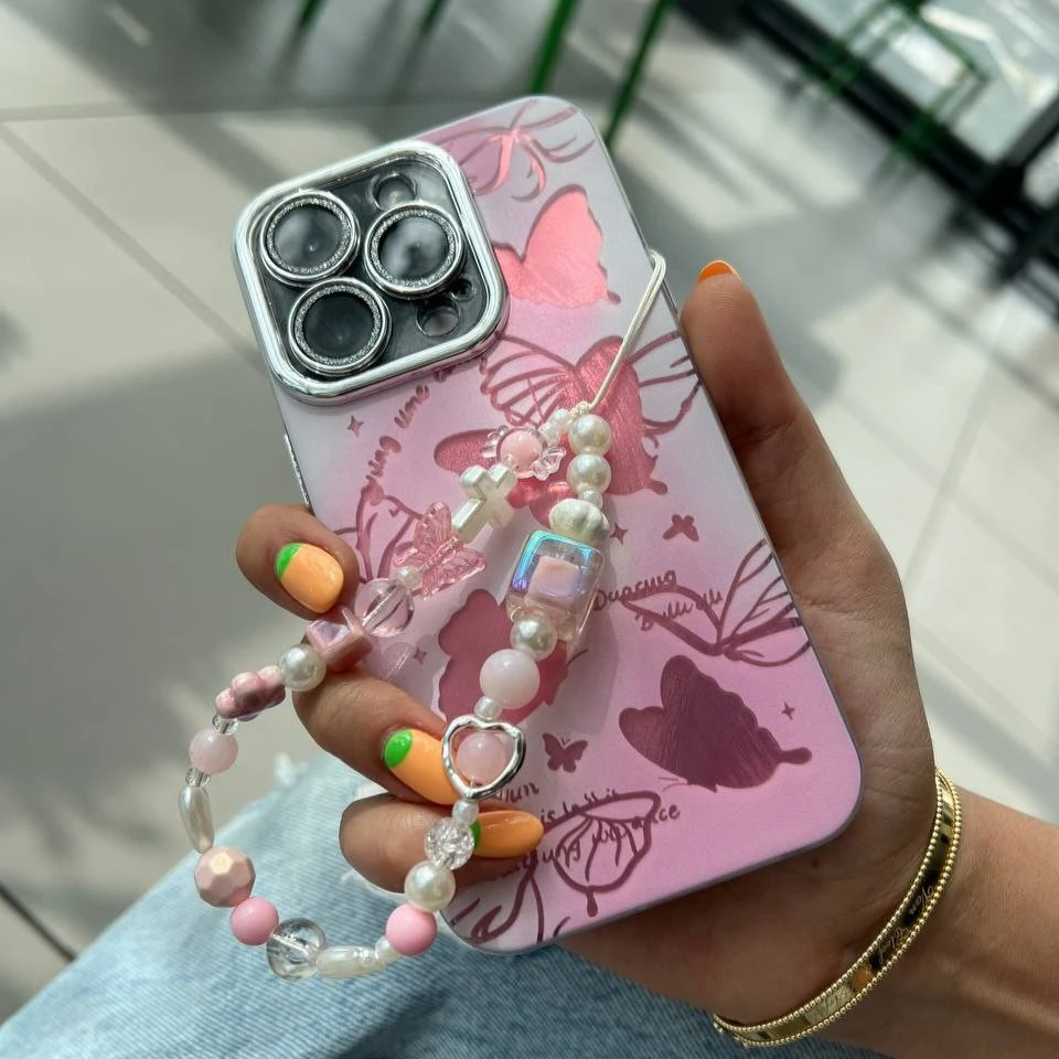 قاب گوشی پروانه صورتی آیفون