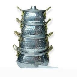 قابلمه 8پارچه روحی مدل چکشی دسته طلایی