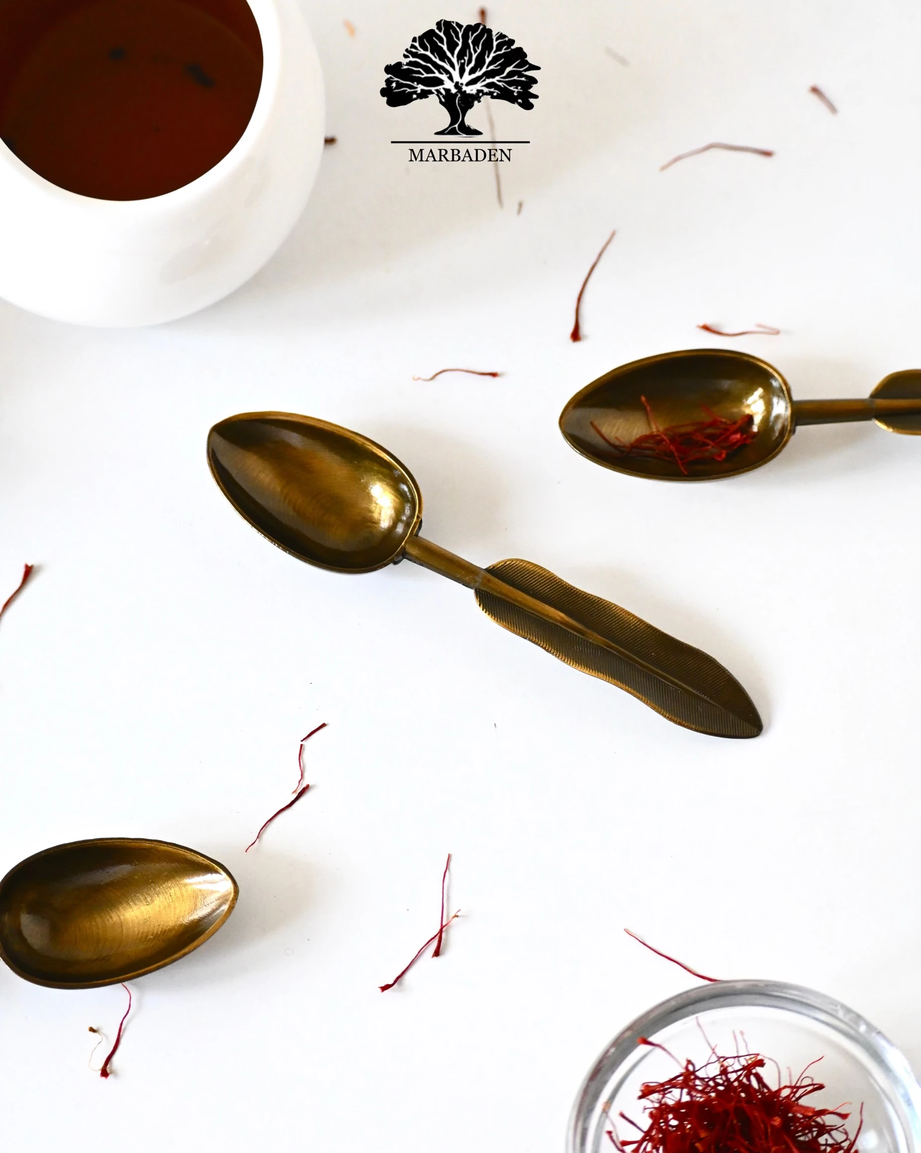 قاشق ادویه تمام برنجی زیتونی طرح پر ماربادن Spoon-Spice