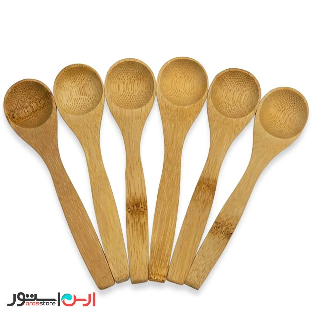 قاشق مربا و چای خوری 6 تایی بامبو سرگرد 13 سانتی اعلا