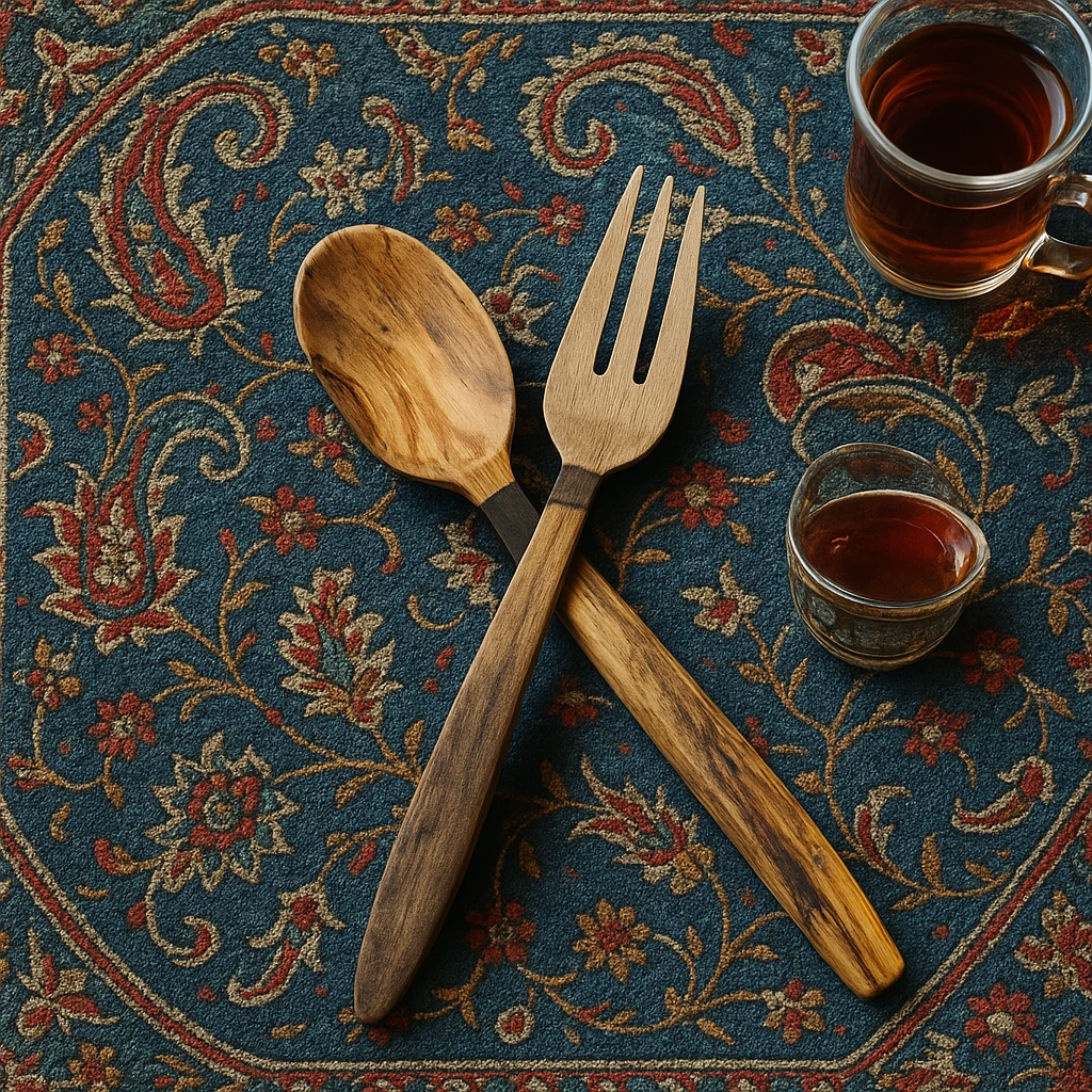 قاشق و چنگال چوب طبیعی