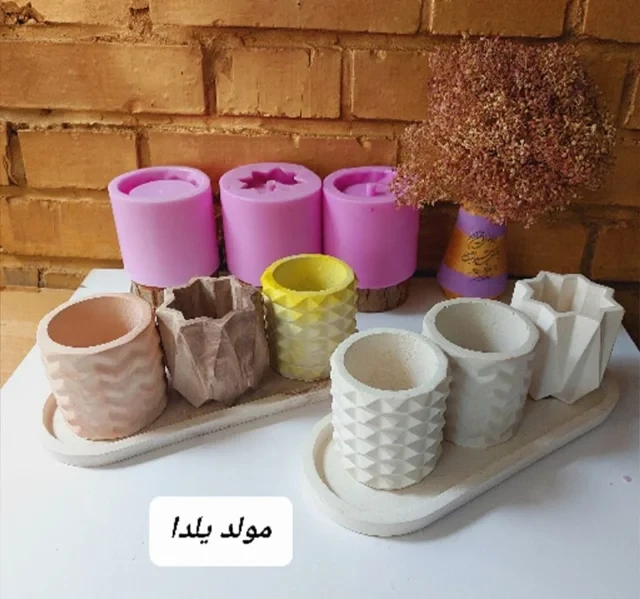 قالب سیلیکونی ست گلدان سه تایی