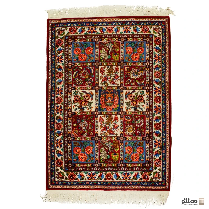 قالیچه دستباف زرع و نیم بختیاری پشم و ابریشم سایز ۱55×۱0۰