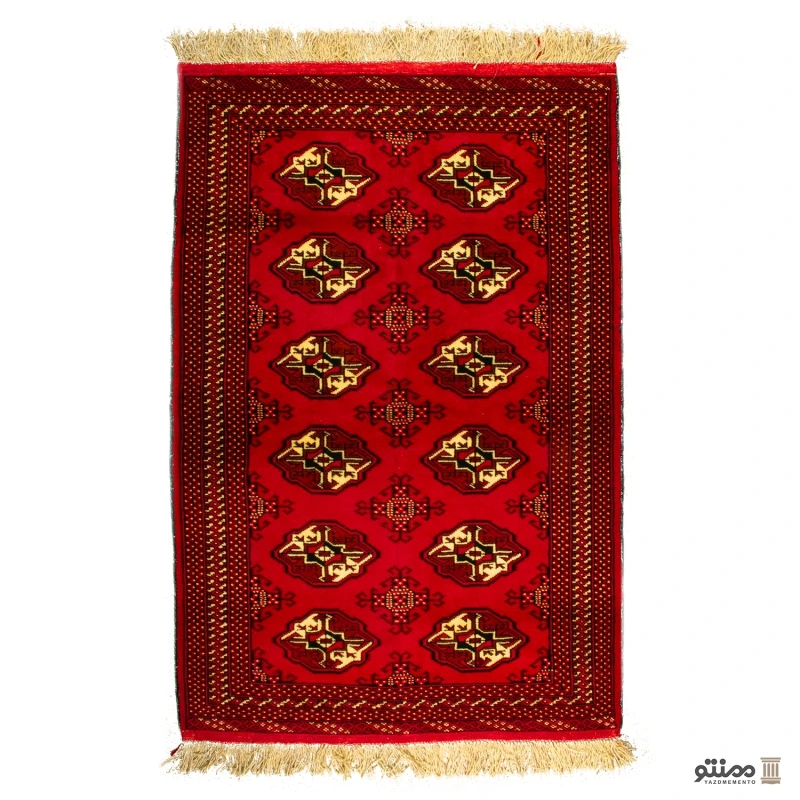قالیچه دستباف زرع و نیم ترکمن پشم سایز 150×۱00