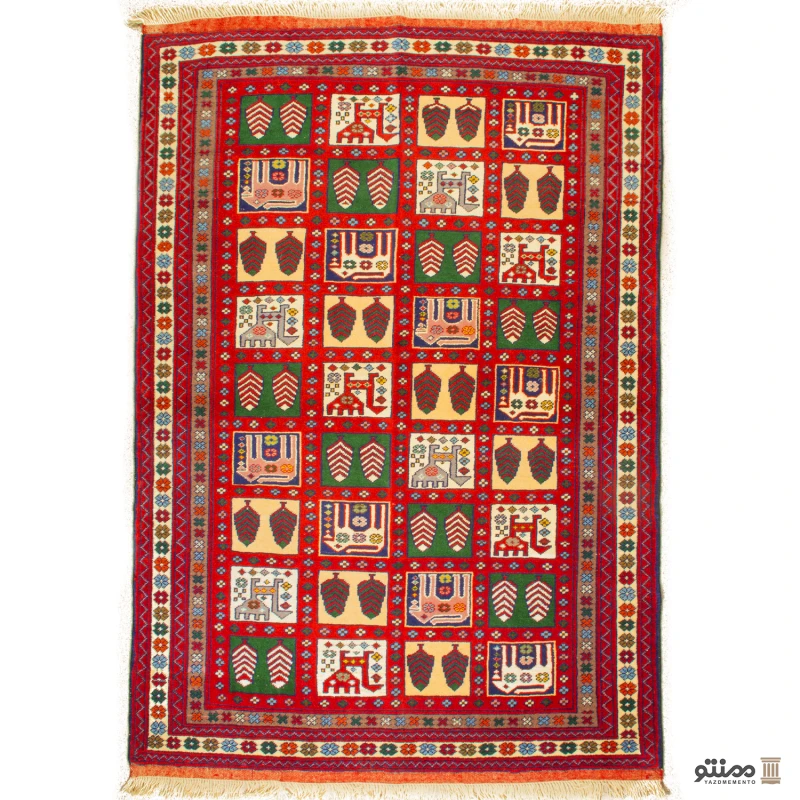 قالیچه دستباف زرع و نیم خراسان پشم و ابریشم سایز ۱55×۱0۰