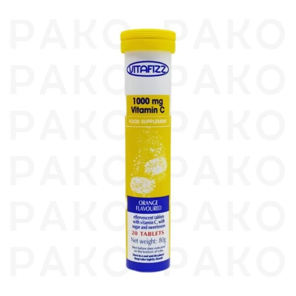 قرص جوشان ويتافيز Vitafizz با طعم پرتقال ويتامين سي 1000 قوطي 20 عددي مدل Vitamin C 1000