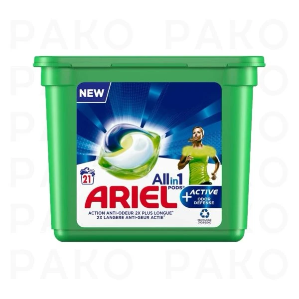 قرص ماشین لباسشویی آریل مدل All In 1 + Active Odor Defense بسته 21 عددی