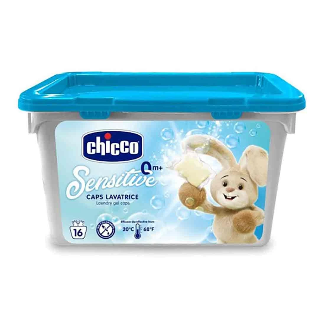 قرص ماشین لباسشویی ایتالیایی چیکو Sensitive Chicco برای کودک حاوی آلوئه ورا 16 عددی