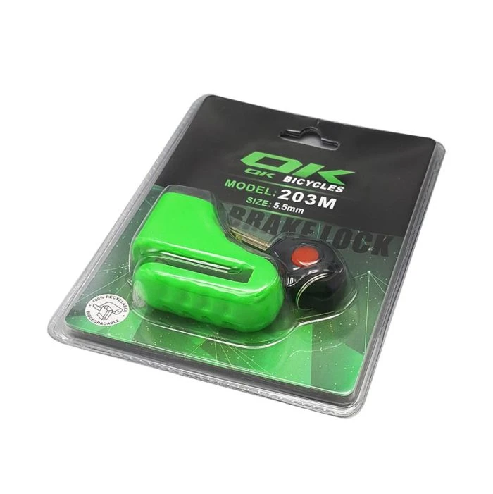 قفل دیسک دوچرخه و موتور OK 203M 5.5mm سبز