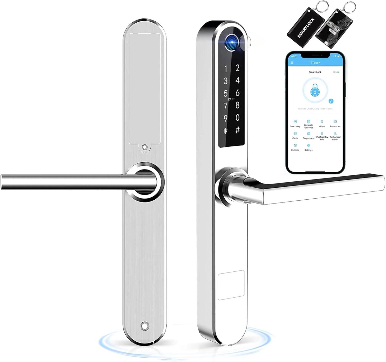 قفل هوشمند باریک Ruveno مدل Slim Silver با اثر انگشت و اپلیکیشن موبایل