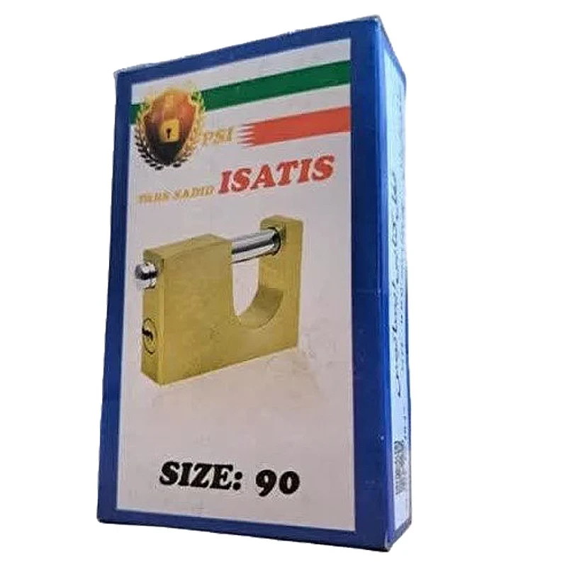 قفل کتابی چدنی مغزی برنجی ایساتیس: سایز ۹۰ میلی‌متر با ۳ کلید کامپیوتری