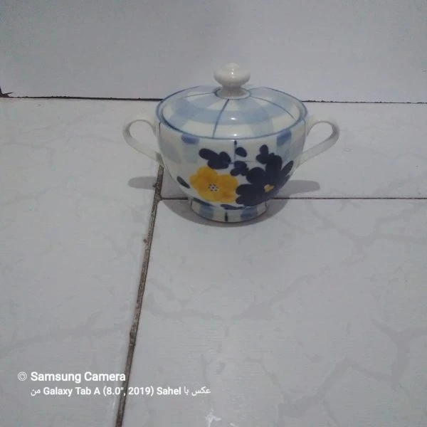 قندان خاص دسته دار طرح گل پنبه ای