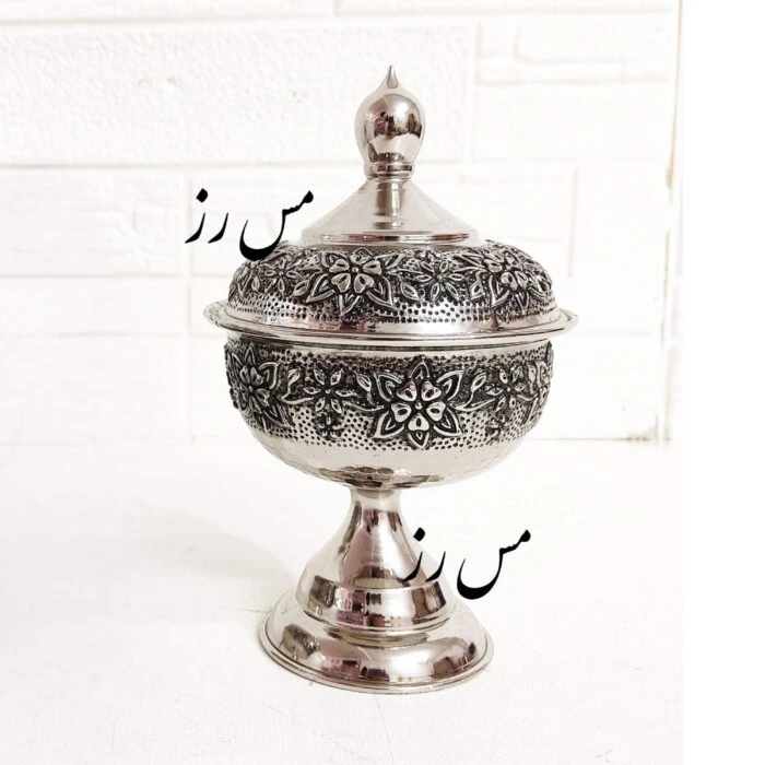 قندان مسی روکش کروم سیاه قلم نانو ارسال رایگان