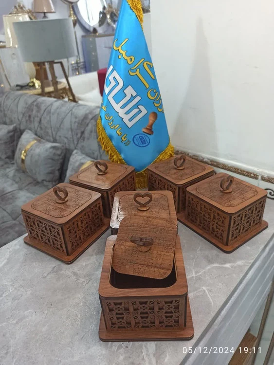 قندان چوبی بسته 2 عددی