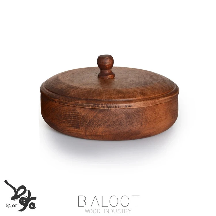 قندان چوبی گرد بلوط قطر ۱۸ سانتی‌متر – کد4435
