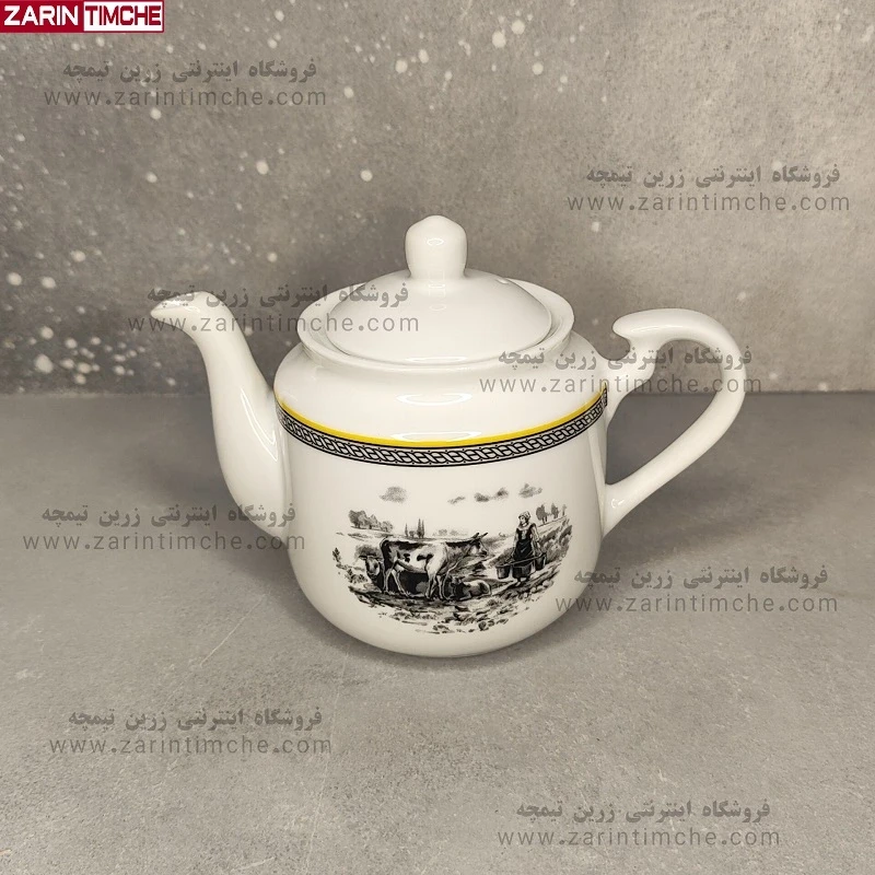 قوری استوانه کوچک چینی زرین مدل ویلیج