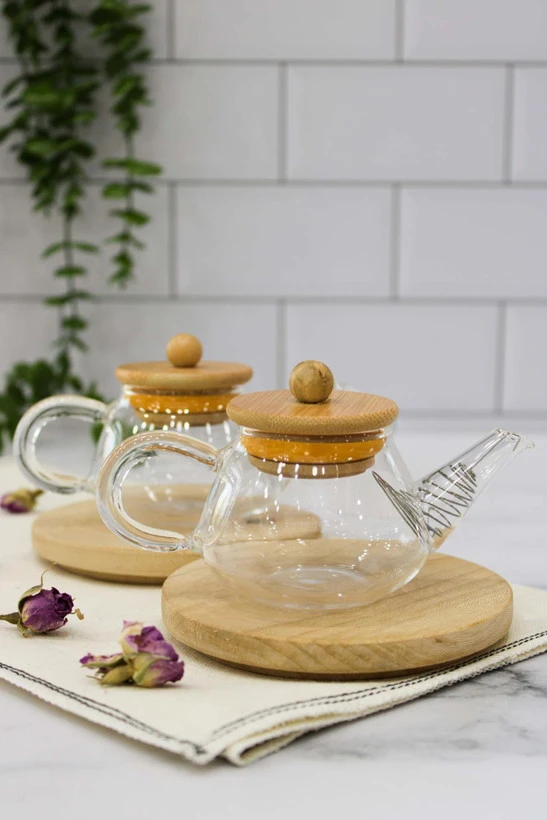 قوری زعفران درب بامبو واشردار (بسته یک عددی)