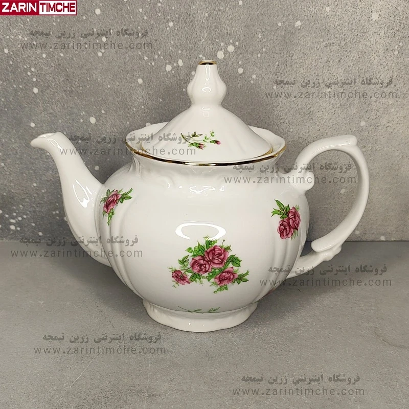 قوری چهارترک چینی زرین مدل بیدگل مینیاتوری