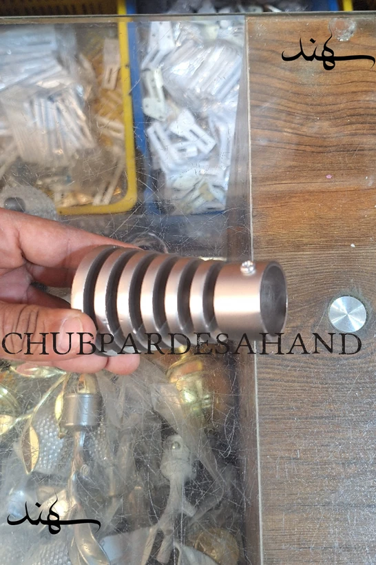 قپه(سری)عصایی شیاردار چوب پرده پانچ نقره ای مات جدید