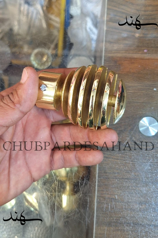 قپه(سری)گوی شیاردار چوب پرده پانچ طلایی جدید کد۰۷