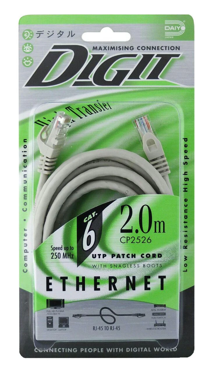كابل دو سرسوكت CAT6 -دو متر مدل CP2526