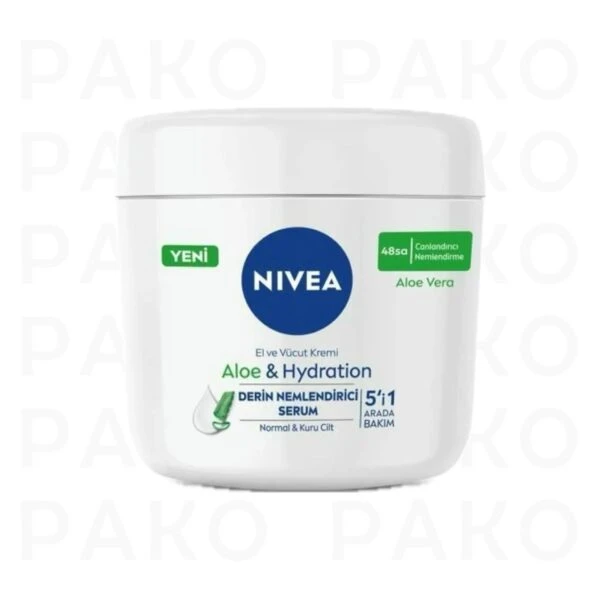 كرم مرطوب كننده دست و بدن 48 ساعته پوست نرمال و خشك آلوئه ورا نيوا 400 ميل nivea