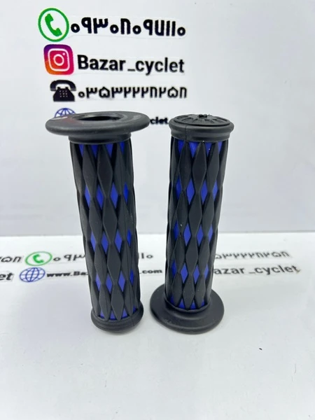 لاستیک سر دسته اسپرت طرح لوزی انواع موتور سیکلت (آبی مشکی) کد 302 برند TGR1