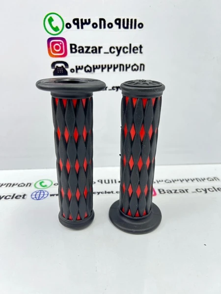 لاستیک سر دسته اسپرت طرح لوزی انواع موتور سیکلت (قرمز مشکی) کد 302 برند TGR1