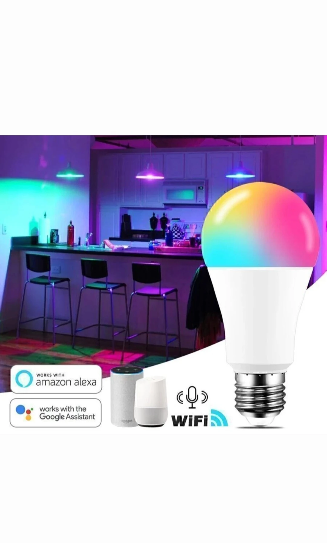 لامپ هوشمند وای فای مدل 12 واتی RGB Smart LED Light Bulb (WiFi – App) + Remote Control