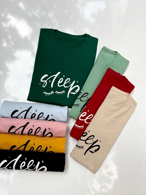 لانگ آستین سه رب طرح sleep جنس نخپنبه